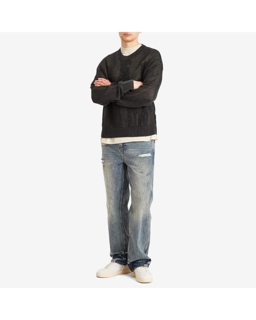 Represent Black Open Gauge Knit Sweater for men