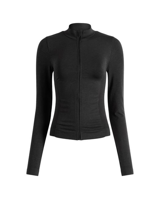 Tala Black Sculpt Seamless Zip Through Mock Neck