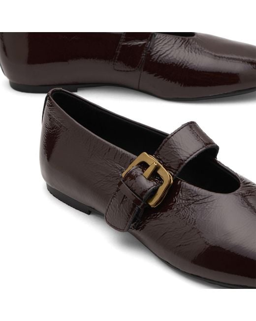 Vagabond Brown Vagabond Aleya Patent Leather Buckle Ballet