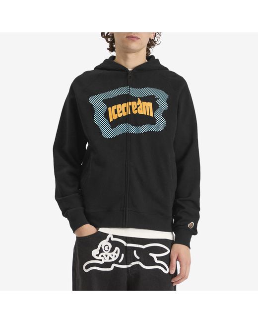 ICECREAM Black Block Logo Zip Hoodie for men