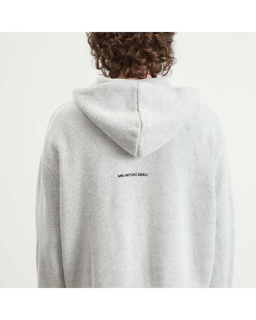 MKI Miyuki-Zoku White Mohair Blend Knit Zip Hoodie for men