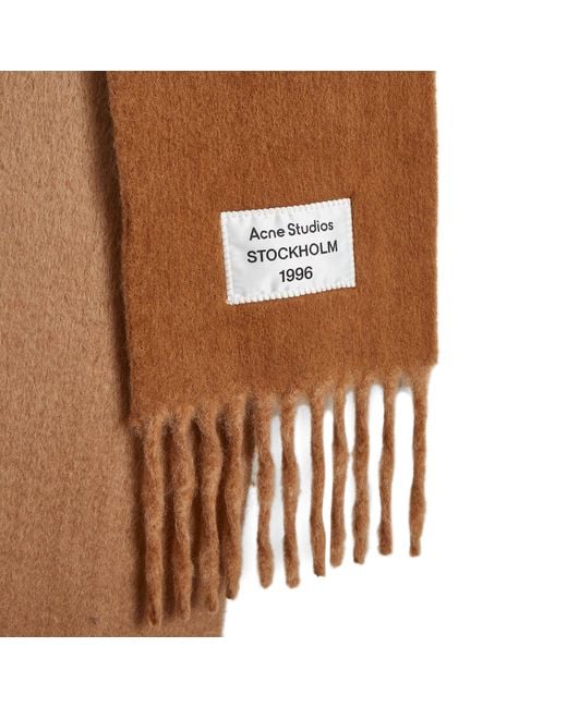 Acne Brown Alpaca Wool Fringed Oversized Scarf