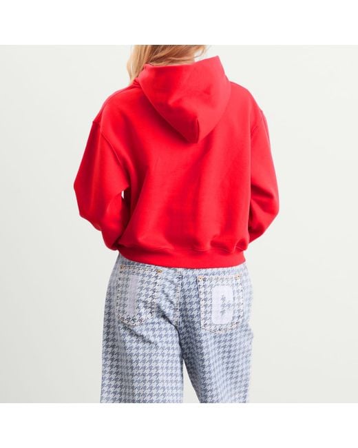 ICECREAM Red College Cropped Popover Hoodie