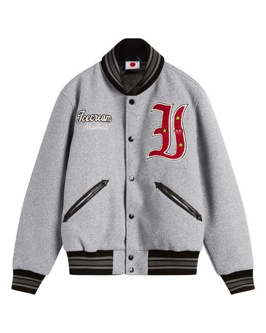 ICECREAM Gray Mascot Varsity Jacket for men