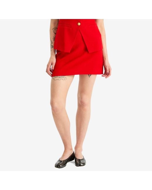 Rixo Red Stefania Mini Skirt