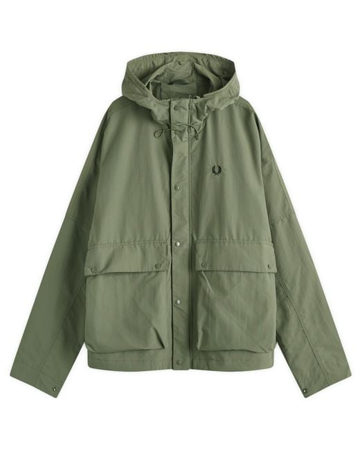 Fred Perry Green Ripstop Snorkel Parka Jacket for men