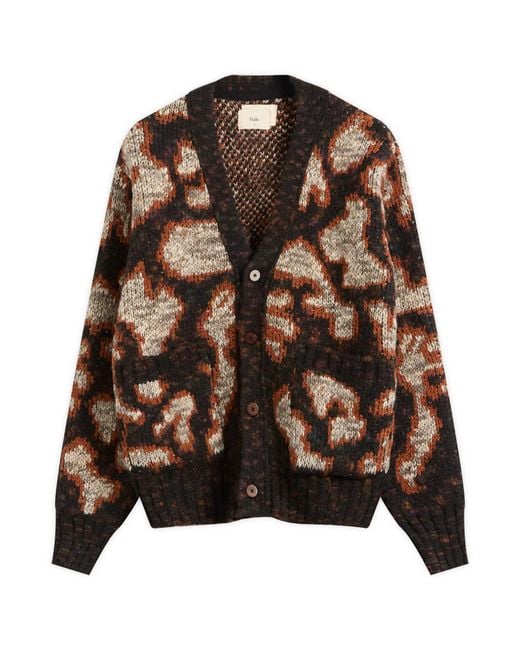 Folk Brown Mixed Yarn Cardigan for men
