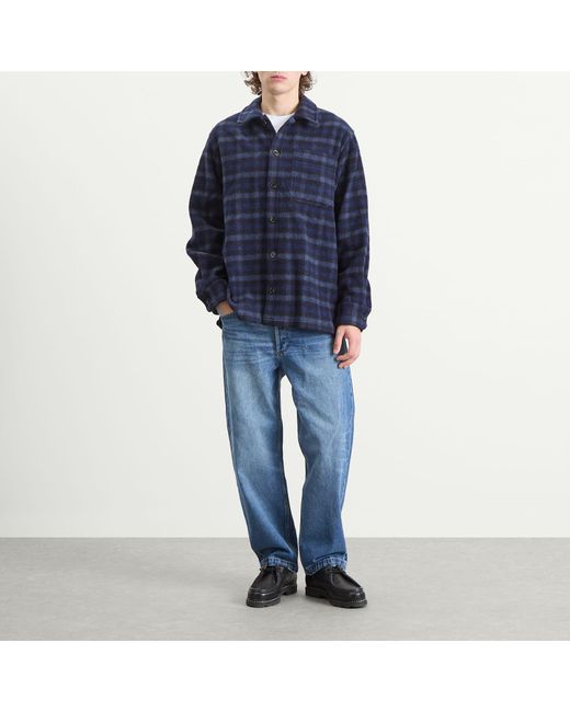 A.P.C. Blue Stanley Check Wool Overshirt for men