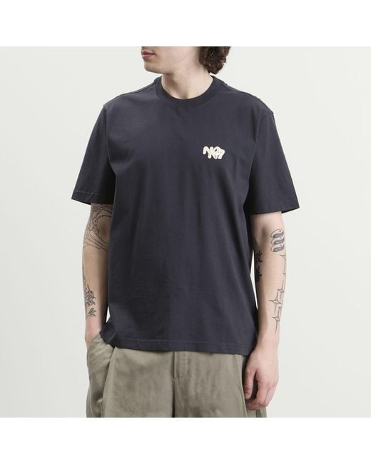 NN07 Blue Adam Twin Needle Embroidered T-Shirt for men