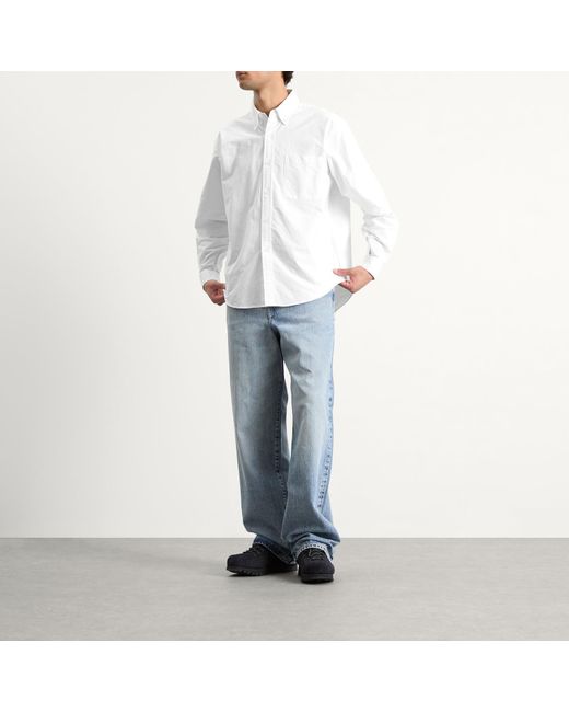 Beams Plus White Heavy Oxford Button Down Shirt for men