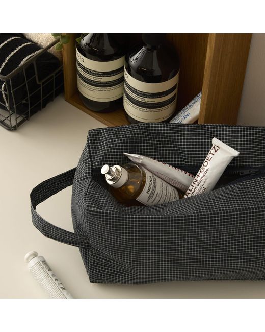Hay Black Grid Wash Bag