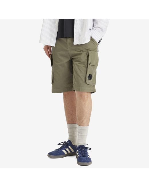 C P Company Green Multi Pocket Cargo Shorts for men