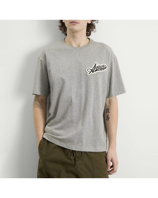Avirex Gray Script Logo T-Shirt for men
