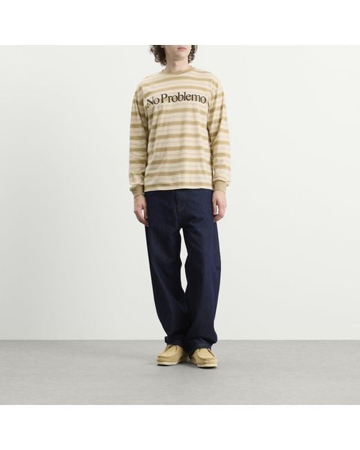 No Problemo Natural Striped Ls Tee for men