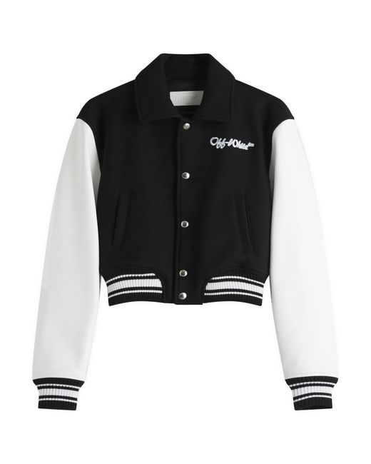Off-White c/o Virgil Abloh Black Wo Simple Cropped Varsity Jacket