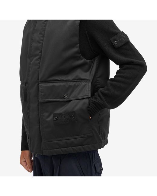 Stone Island Black Ghost Twill Wool-Tc Down Vest for men