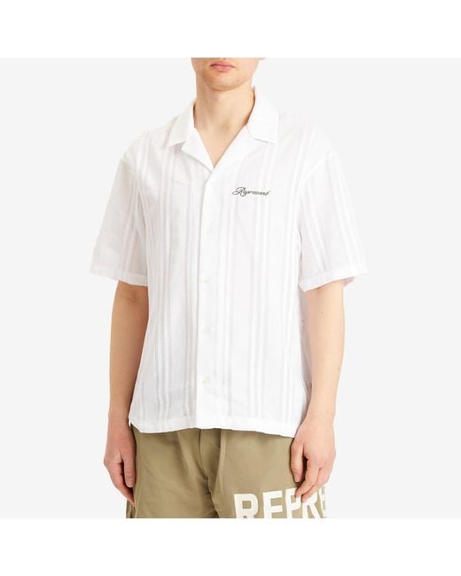 Represent White Embroidered Bowling Shirt for men