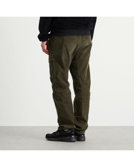 C P Company Green Corduroy Lens Cargo Pant for men