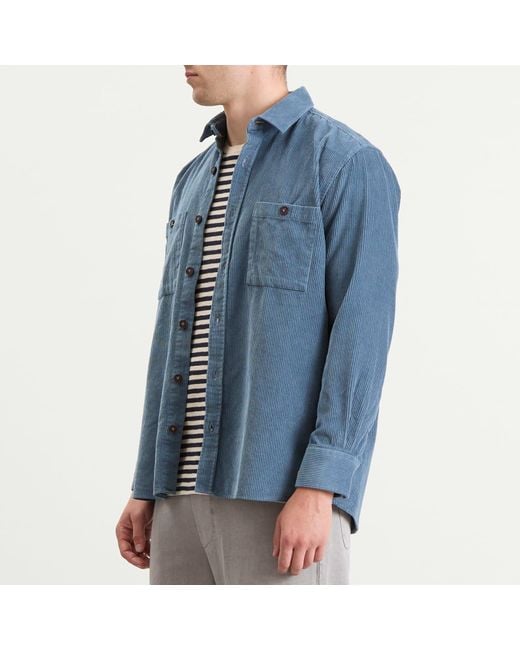 Armor Lux Blue Corduroy Overshirt for men