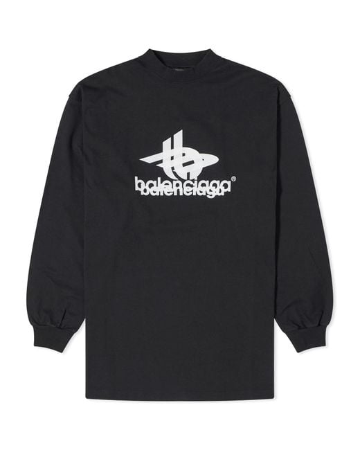 Balenciaga Black Long Sleeve Logo T-Shirt for men