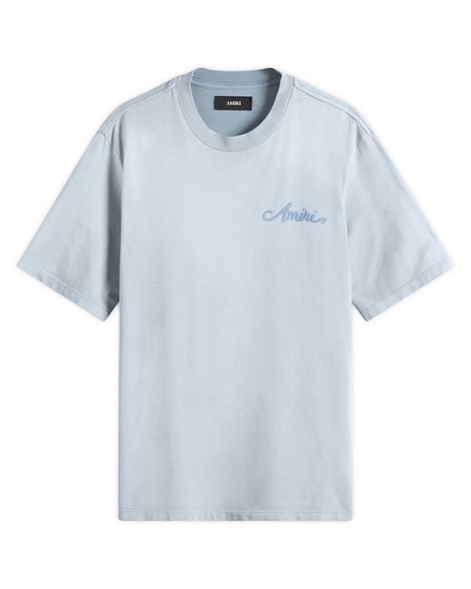 Amiri Blue Bleach Bandana Patch T-Shirt for men