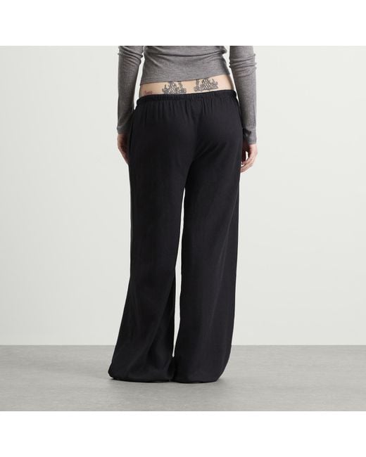 Tala Blue Soft Linen Drawstring Trousers