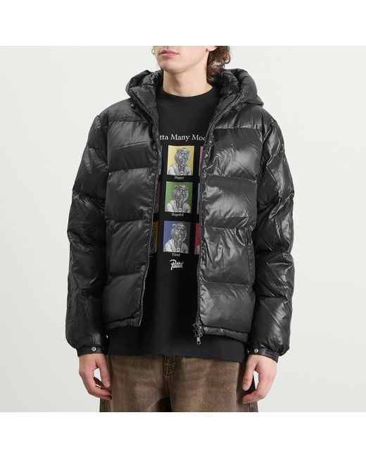 PATTA Black Quilted Script Logo Puffer Jacket for men