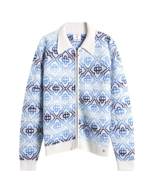 Casablanca Blue Space Dye Monogram Zip Up for men