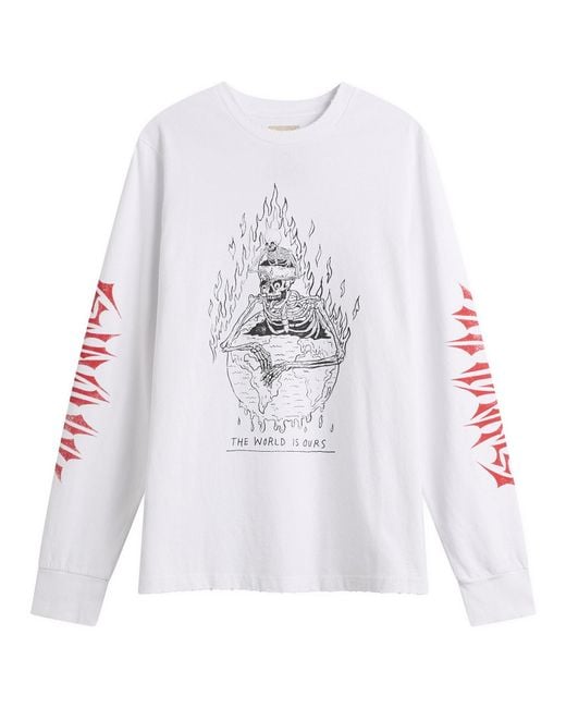 GALLERY DEPT. White The World Is Ours Long Sleeve T-Shirt for men