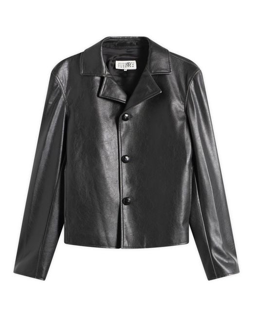Maison Margiela Black Mm6 Faux Leather Jacket for men