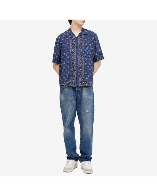 Palm Angels Blue Paisley Vacation Shirt for men