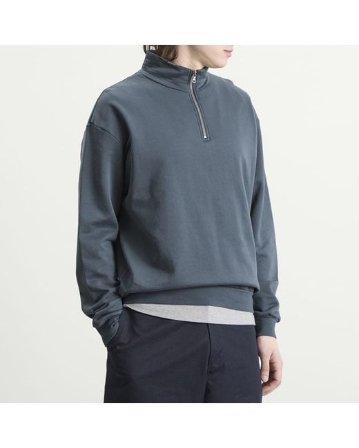 Auralee Blue High Gauge Sweat Half Zip Jumper for men
