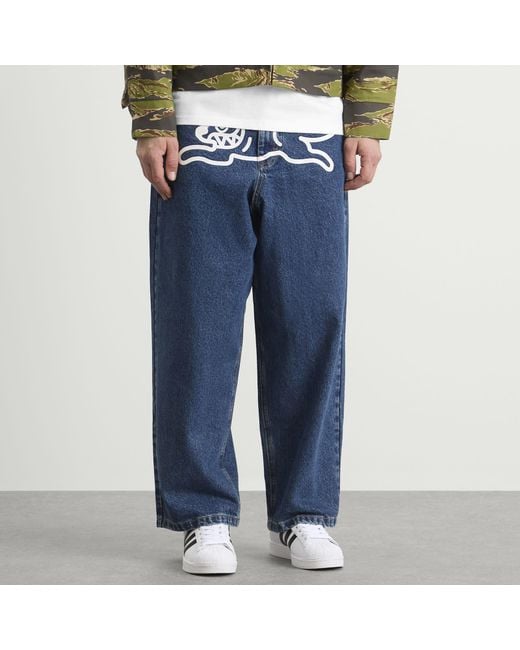 ICECREAM Blue Running Dog Triple Scoop Wide Denim Jeans for men
