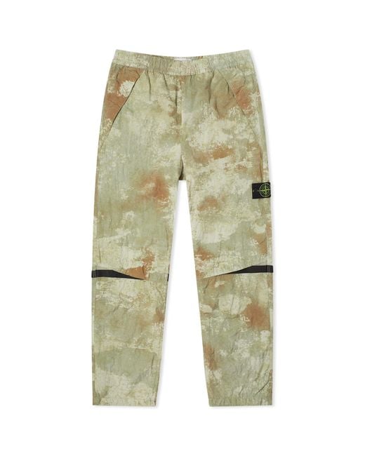 Stone Island Green Grid Camo Pants for men