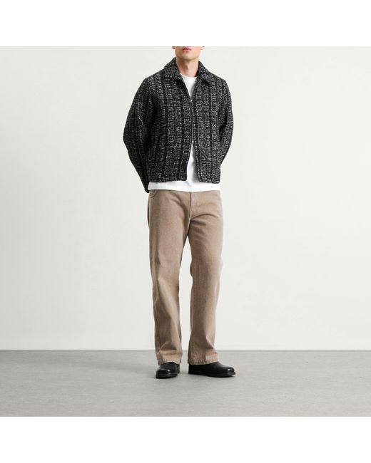 Percival Black Ingelo Zip Wool Boxy Jacket for men