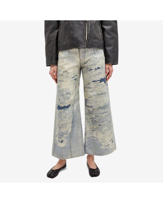 Acne Gray Printed Wide Leg Jeans