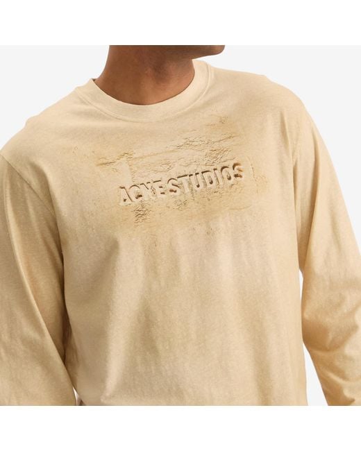 Acne Natural Long Sleeve Faded Logo T-Shirt for men