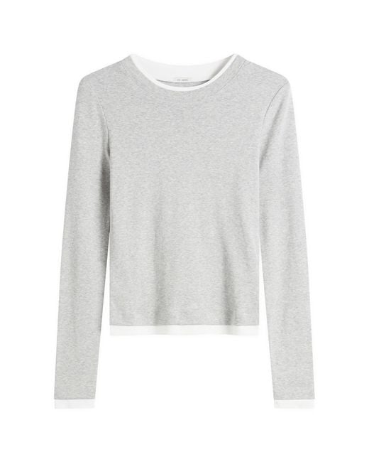 St. Agni Gray Organic Cotton Layered Long Sleeve Top