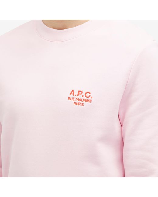A.P.C. Pink Rider Embroidered Logo Crew Sweat for men