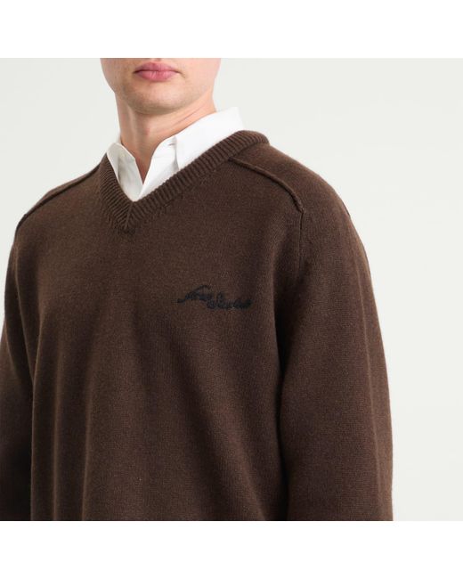 Acne Brown Kaybe Richard Yak V Neck Jumper for men