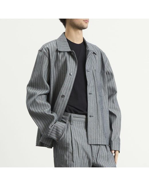 Applied Art Forms Gray Herringbone Chore Jacket for men
