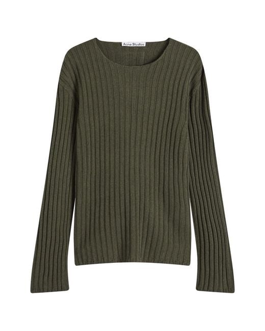 Acne Green Kartic Cotton Core Ribbed Jumper for men