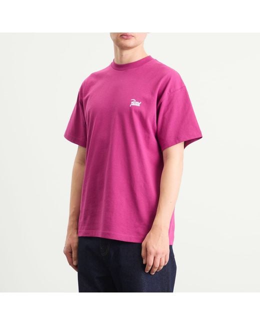 PATTA Pink Script Logo T-Shirt for men