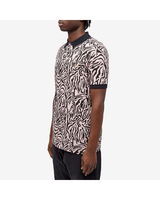 Fred Perry Zebra Print Polo Shirt in Black for Men Lyst