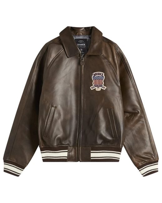 Avirex Brown Icon Leather Jacket for men