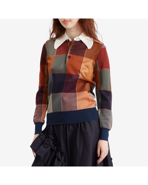 Toga Brown Toga Check Knit Polo Shirt