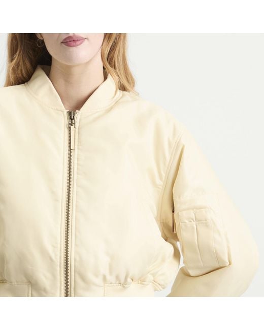 Anine Bing Natural Cropped Leon Bomber Jacket