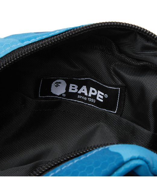 A Bathing Ape Blue Honeycomb Camo Mini Shoulder Bag for men