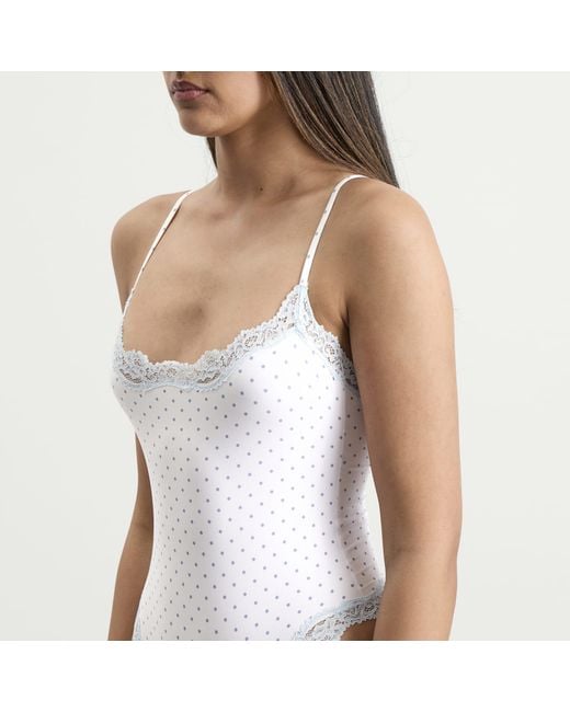 Skims White Fits Everybody Lace Cami Bodysuit