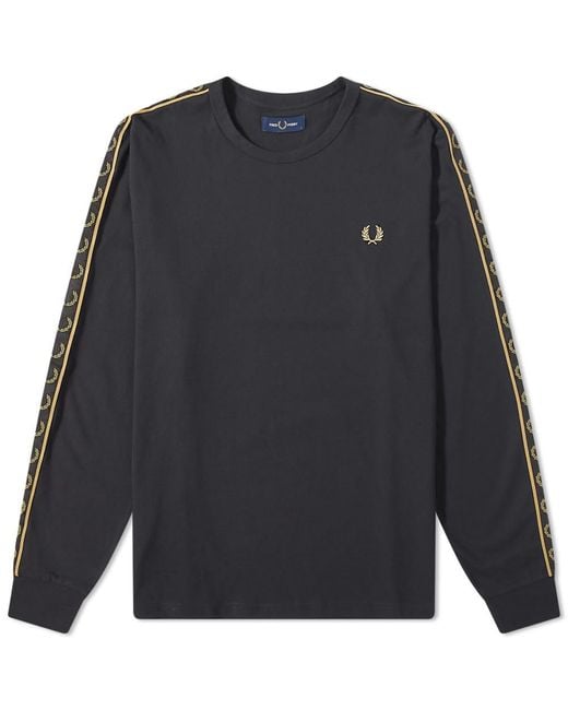 Fred Perry Blue Authentic Long Sleeve Contrast Taped Ringer T-shirt for men